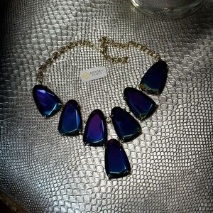KENDRA
SCOTT Harlow Gold Statement Necklace in Iridescent Blue/